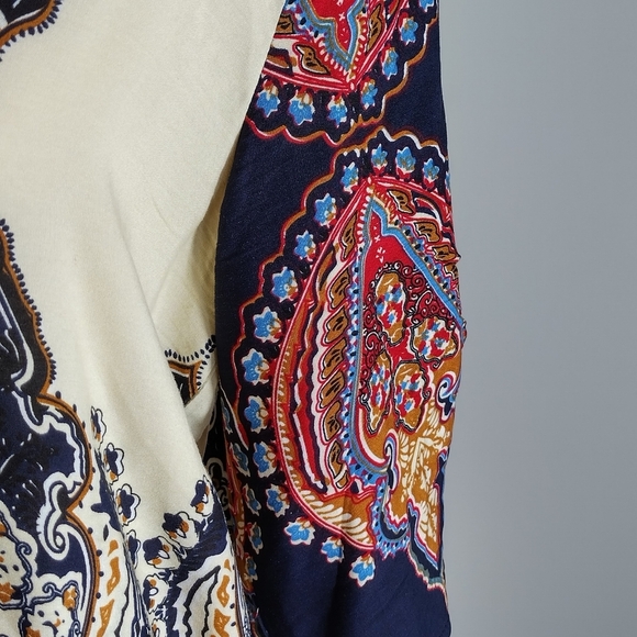 Halife Vintage EthnicStyle Printed Tassel Tie Neck Loose Fit Bohemian Medium - Picture 4 of 16